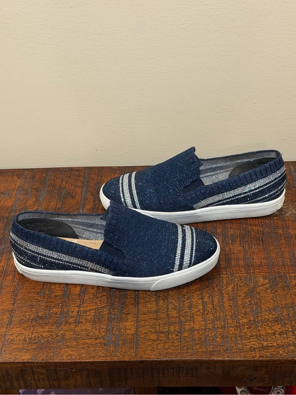 INC International Concepts Navy and Silver Slip-On Shoes